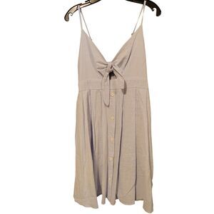 NWT FANCYINN Women's Large Light Blue Tie Front Button Down Midi‎ Dress